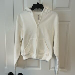 SKIMS Cotton Fleece Zip-Up Hoodie | Marble | Size XS